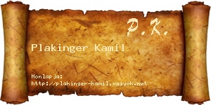 Plakinger Kamil névjegykártya